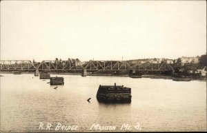 Madison ME RR Train Bridge c1910 Real Photo Postcard