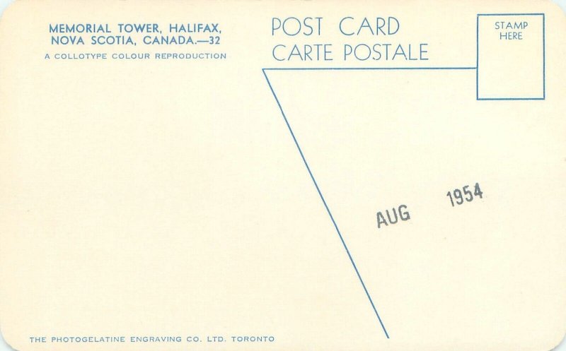 Halifax Nova Scotia Canada Memorial Tower, Old Car Chrome Postcard