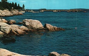 Postcard Coastal Scene Showing Point Harbor Southport Island Cape Newagen Maine