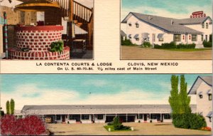 Linen Postcard La Contenta Courts and Lodge in Clovis, New Mexico