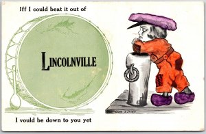 1914 Little Kid Facing The Drum At Lincolnville Comic Card Posted Postcard