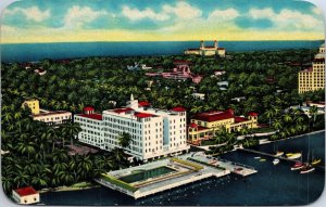 VINTAGE POSTCARD 1960s AERIAL VIEW OF HOTEL MAYFLOWER PAL BEACH FLORIDA