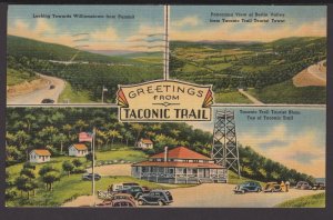 Massachusetts Greetings from TACONIC TRAIL MultiView pm1942 ~ Linen
