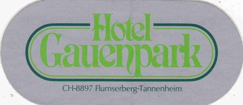 Switzerland Flumserberg Hotel Gauenpark Vintage Luggage Label sk4168