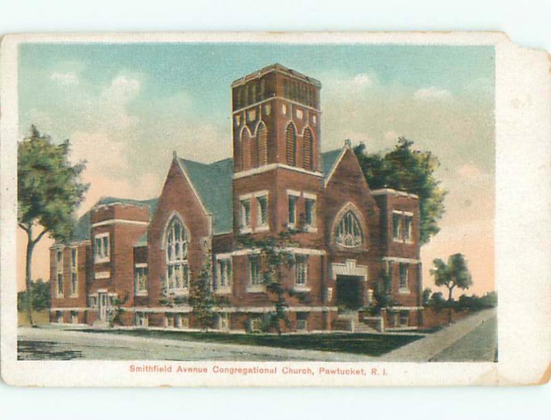 Chipped - Pre-1907 CHURCH SCENE Pawtucket Rhode Island RI p5483