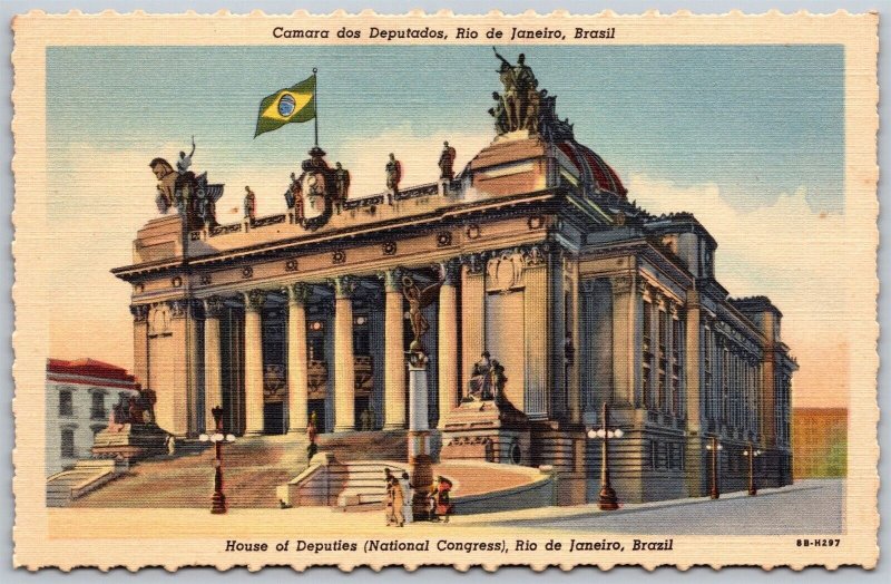 Vtg Rio de Janeiro Brazil House Of Deputies National Congress 1940s Postcard
