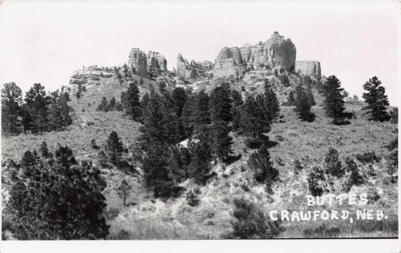 CRAWFORD NEBRASKA THE BUTTES REAL PHOTO POSTCARD 1950s