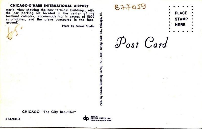 B77059 chicago o hare international airp  airport aviation scan front/back image