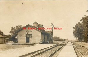 Depot, Illinois, Clifton, RPPC, Illinois Central Railroad Station, CR Childs