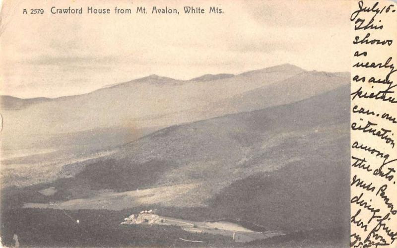 White Mtns New Hampshire Crawford House from Mt Avalon antique pc Z21461