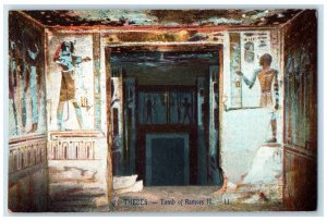 c1910 Carved Image and Tomb of Ramses III Thebes Egypt Antique Postcard