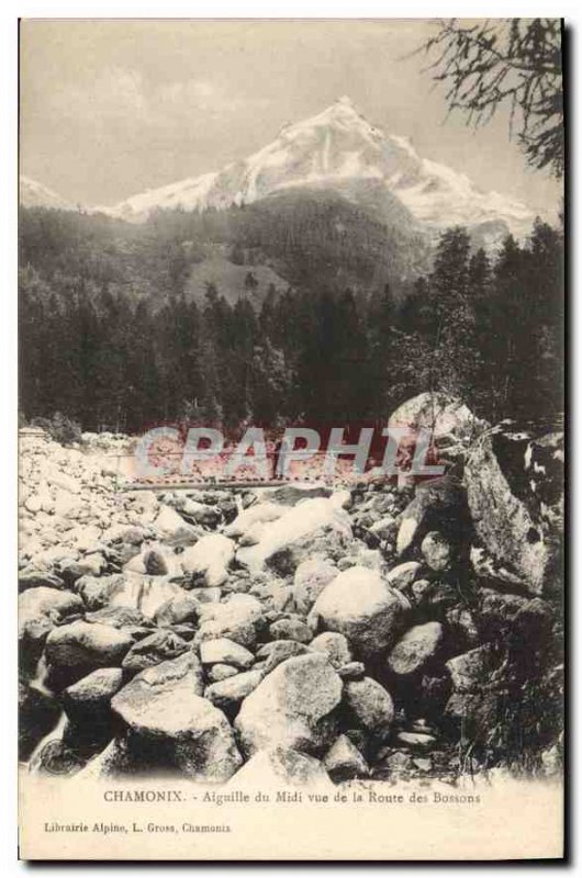 Old Postcard Chamonix to Aiguille du Midi Route des Bossons