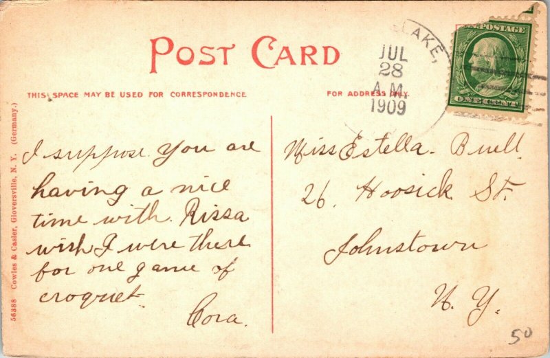 1909 - Canada Lake Hotel - NY NEW YORK - VINTAGE - POSTCARD POSTED