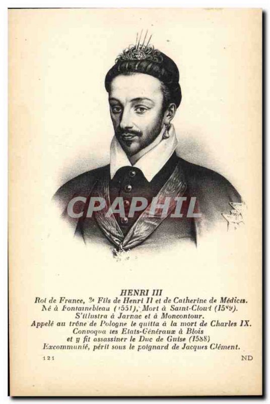 Old Postcard King Henry III of France