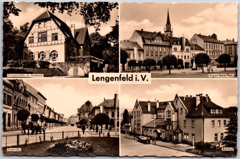 Lengenfeld I.V. Germany Multiview Buildings & Street Real Photo RPPC Postcard