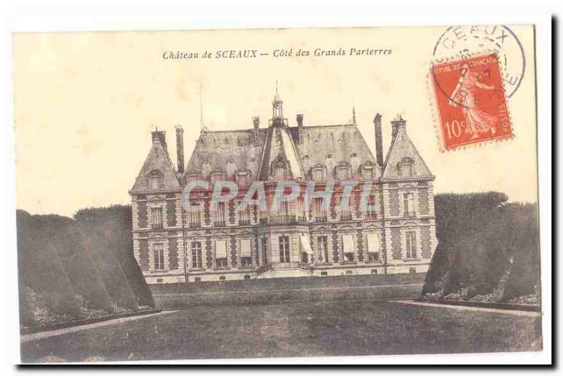 Seals Old Postcard Chateau Approval of large flower beds