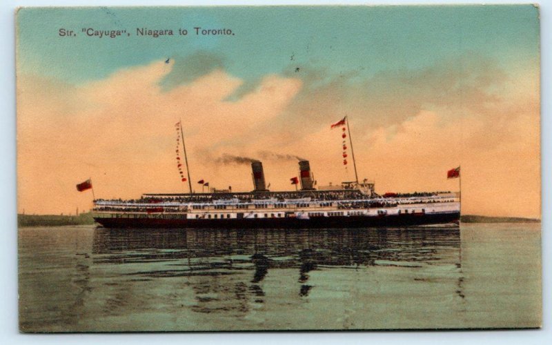 TORONTO, Ontario Canada ~ STEAMER CAYUGA to Niagara ~ 1908 Ship Postcard