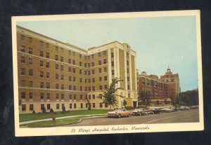 ROCHESTER MINNESOTA ST. MARY'S HOSPITAL OLD CARS VINTAGE POSTCARD SAINT MARY'S