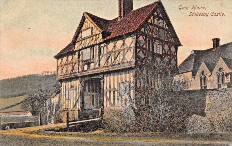 STOKESAY CASTLE SHROPSHIRE UK-EYRE-SPOTTISWOODE WOODBURY SERIES PHOTO POSTCARD