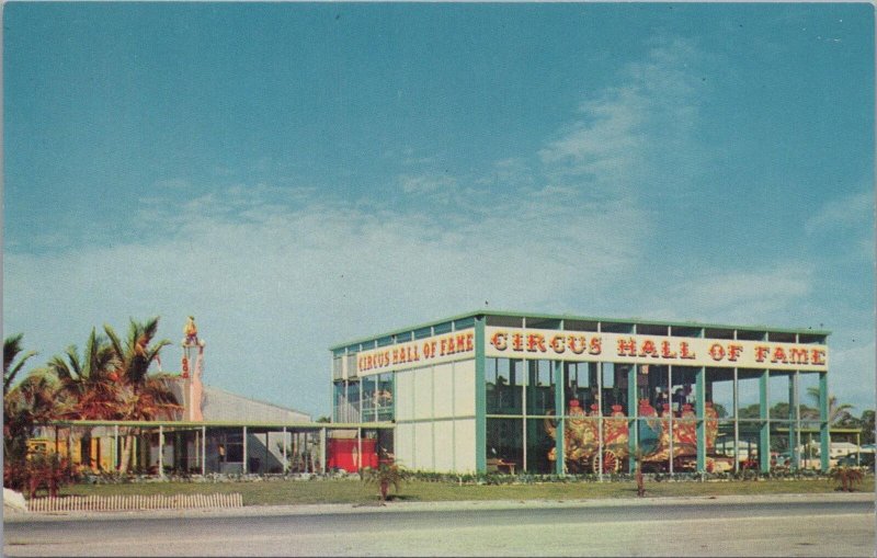 Postcard Entrance to Circus Hall of Fame Sarasota Florida FL