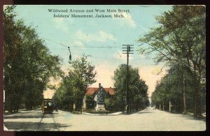 Wildwood Ave. & West Main St, Soldiers' Monument, Jackson, MI. 1912 cancel