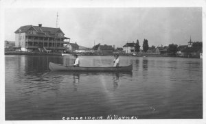 Killarney Canada Canoeing by Killarney Hotel Real Photo Postcard AA100620