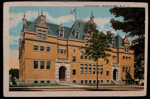 Vintage Postcard 1920 High School, Middletown, New York (NY)