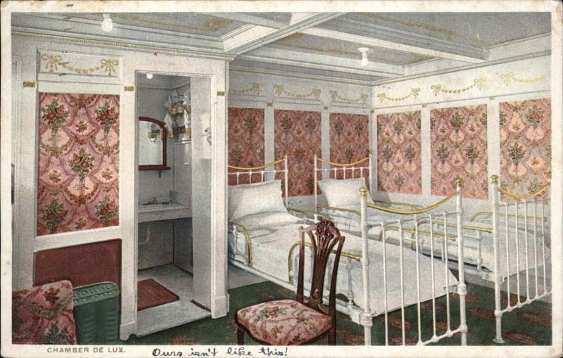 STEAMSHIP STEAMER S.S. Almirante Chamber De Lux Deluxe Bedroom Antique PC