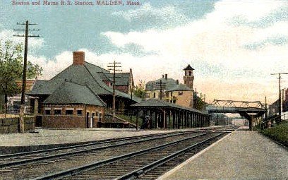 Boston and Maine R.R. Station, Malden, MA, USA Railroad Train Depot Unused 