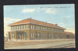 ABERDEEN SOUTH DAKOTA RAILROAD DEPOT TRAIN STATION VINTAGE POSTCARD