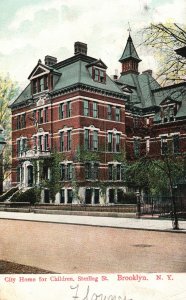 Vintage Postcard 1908 City Home For Children Sterling St. Brooklyn New York NY