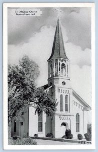 1950's LEONARDTOWN MARYLAND MD ST ALOYSIUS CHURCH VINTAGE SILVERCRAFT POSTCARD