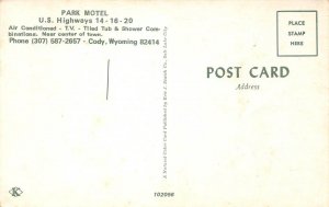 Cody, Wyoming PARK MOTEL Roadside Mid-Century Modern c1960s Vintage Postcard