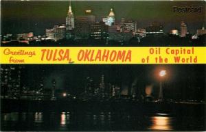 OK, Tulsa, Oklahoma, Multi View, Night View Skyline, Oil Refinery at Night