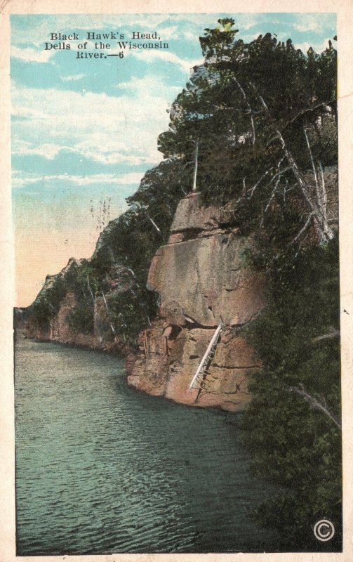 Vintage Postcard 1925 Black Hawk's Head Dells of the Wisconsin River