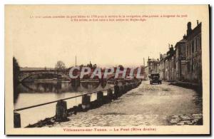 Old Postcard Villeneuve sur Yonne Bridge Right Bank Automotive