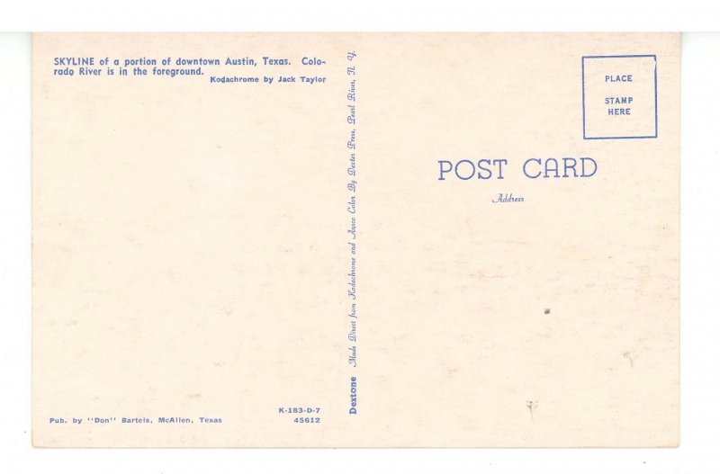 TX - Austin. Skyline & Colorado River ca 1950's