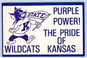 MANHATTAN, KS ~ Purple Power KANSAS STATE UNIVERSITY WILDCATS Mascot Postcard