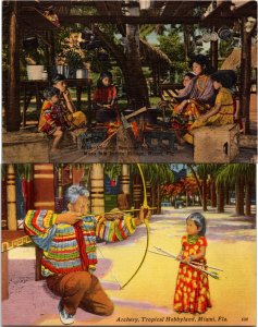 Lot of 2 Seminole Native American Tropical Hobbyland Indian Florida Postcards