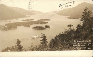 Lake George New York NY Hundred Islands Black Mountain Real Photo Postcard