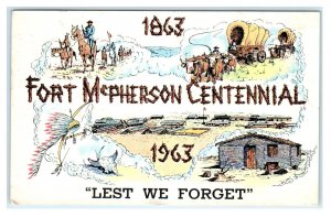 NORTH PLATTE, NE ~  FORT McPHERSON Celebration 1863-1963 Lincoln County Postcard