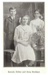REAL PEOPLE  Burkhart Family Portrait Children Samuel Esther Anna Postcard