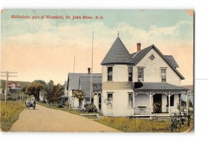 St John River New Brunswick Canada Postcard 1913 Hillindale Part of Westfield