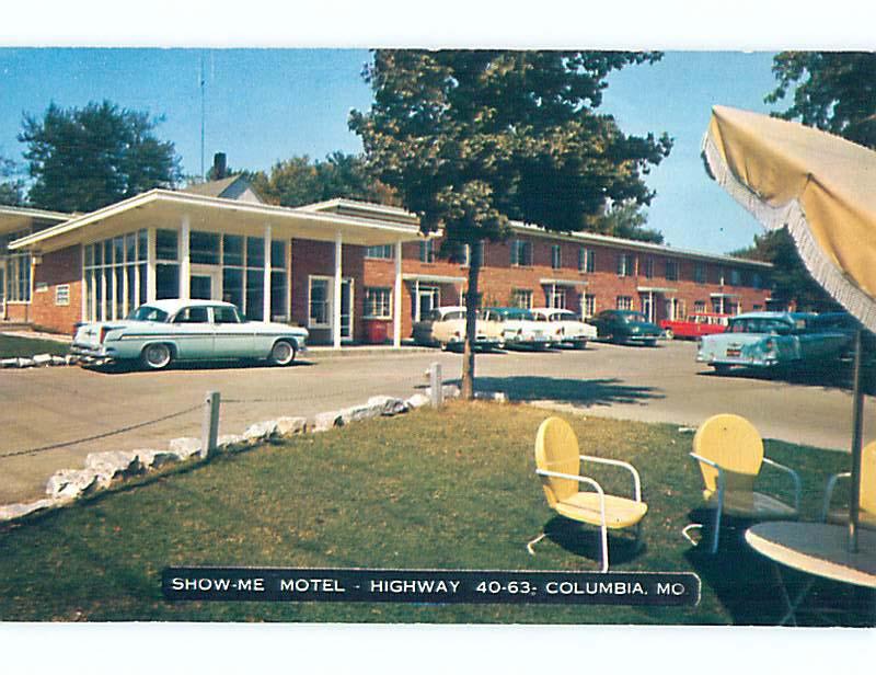 Unused Pre-1980 OLD CARS & SHOW ME MOTEL Columbia Missouri MO M0611