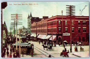 Boise City Idaho ID Postcard Street Scene Building Exterior Roadside 1907 Cars