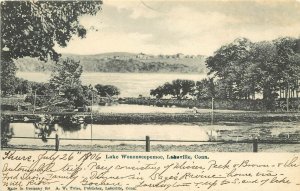 Wheelock Postcard Lake Wononscopomoc, Lakeville CT Litchfield County Undiv. Back