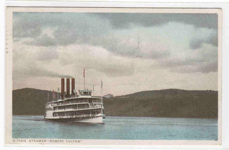 Steamer Robert Fulton Hudson River NY Phostint postcard