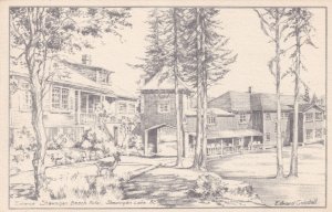 Shawnigan Beach Hotel BC Old Artist Canadian Postcard