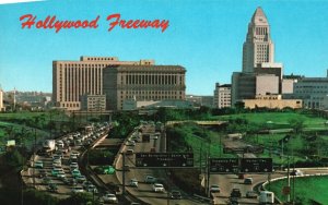 Vintage Postcard Hollywood Freeway World's Busiest Freeway System California CA
