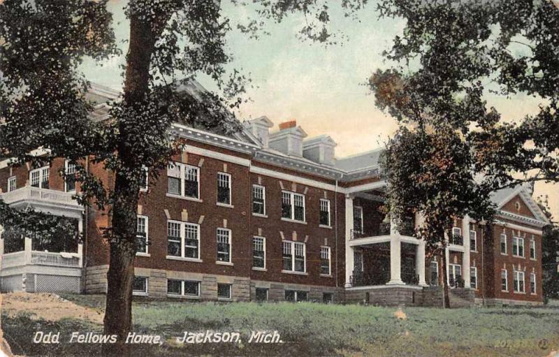 Jackson Michigan birds eye view Old Fellows Home antique pc Z39725